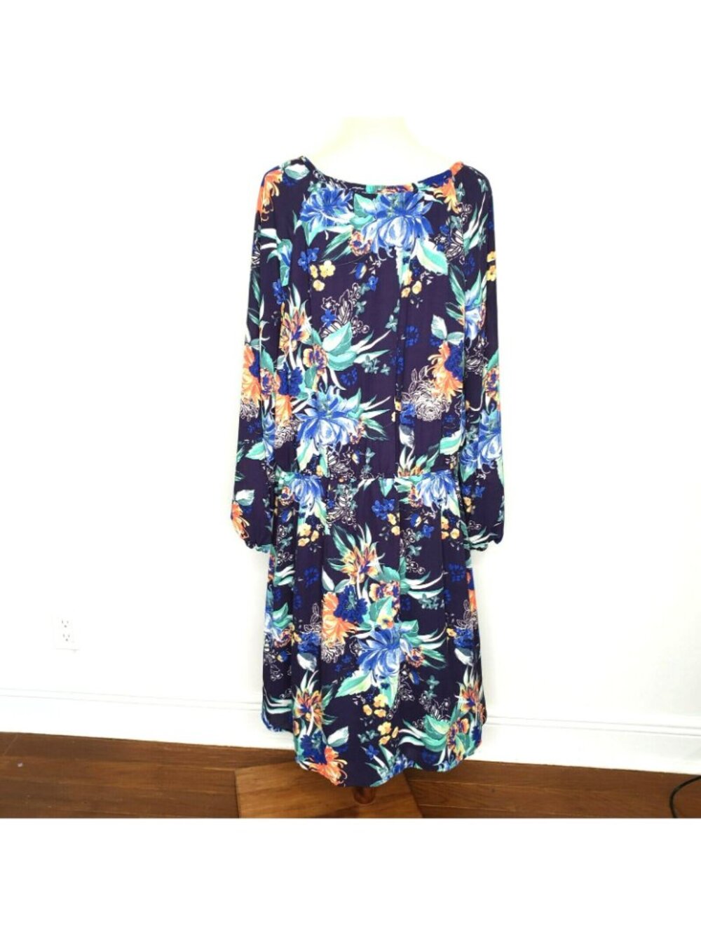 Ava & Viv Womens Navy Floral Print Long Sleeve Sheath Dress Size 3X - Picture 5 of 11